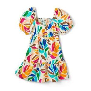 Tabitha Brown Target SIZE L Multicolor Botanical Print Puff Sleeve Mini